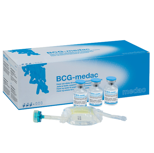 BCG-medac pulver och vätska till intravesikal användning, förpackningar.